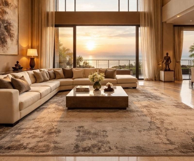 Modern and contemporary area rug in a minimalist interior